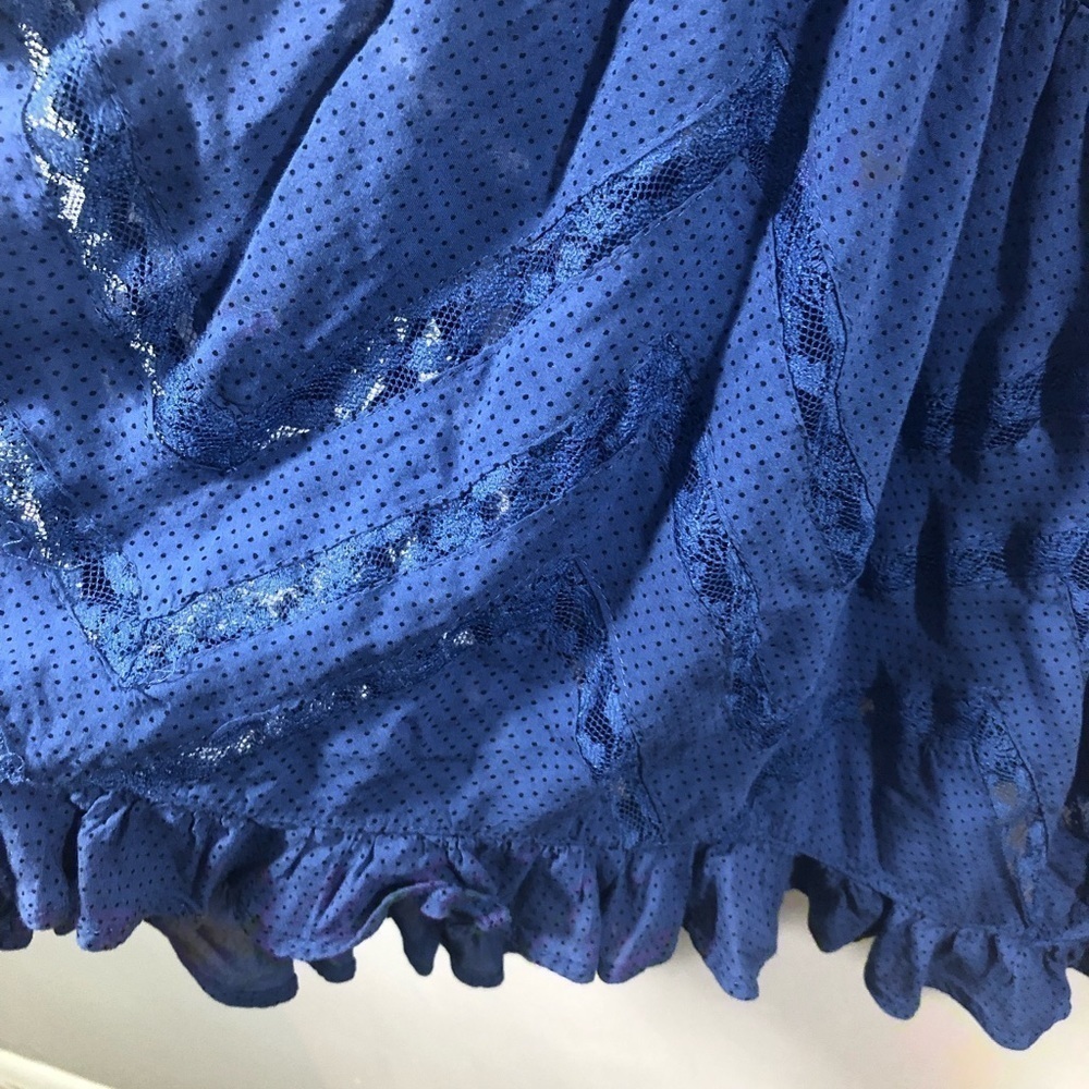 Free People Intimately Free People Blue Lace and Ruffle Sleeveless Tunic Top XS - Picture 4 of 6